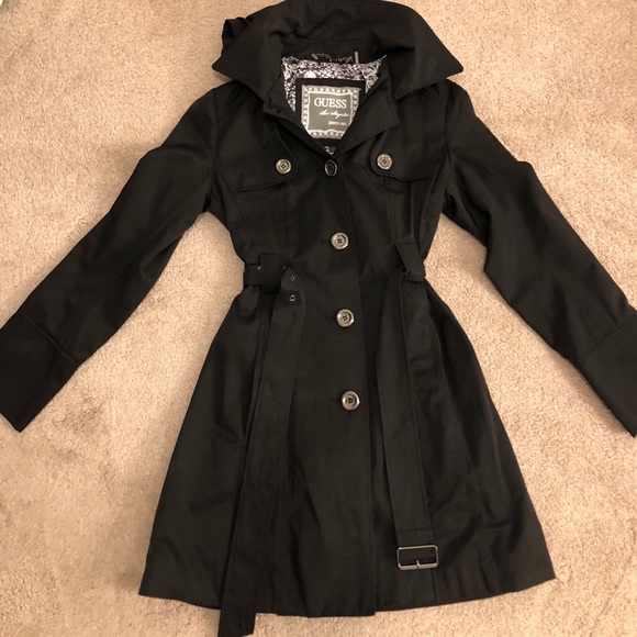 guess black trench coat